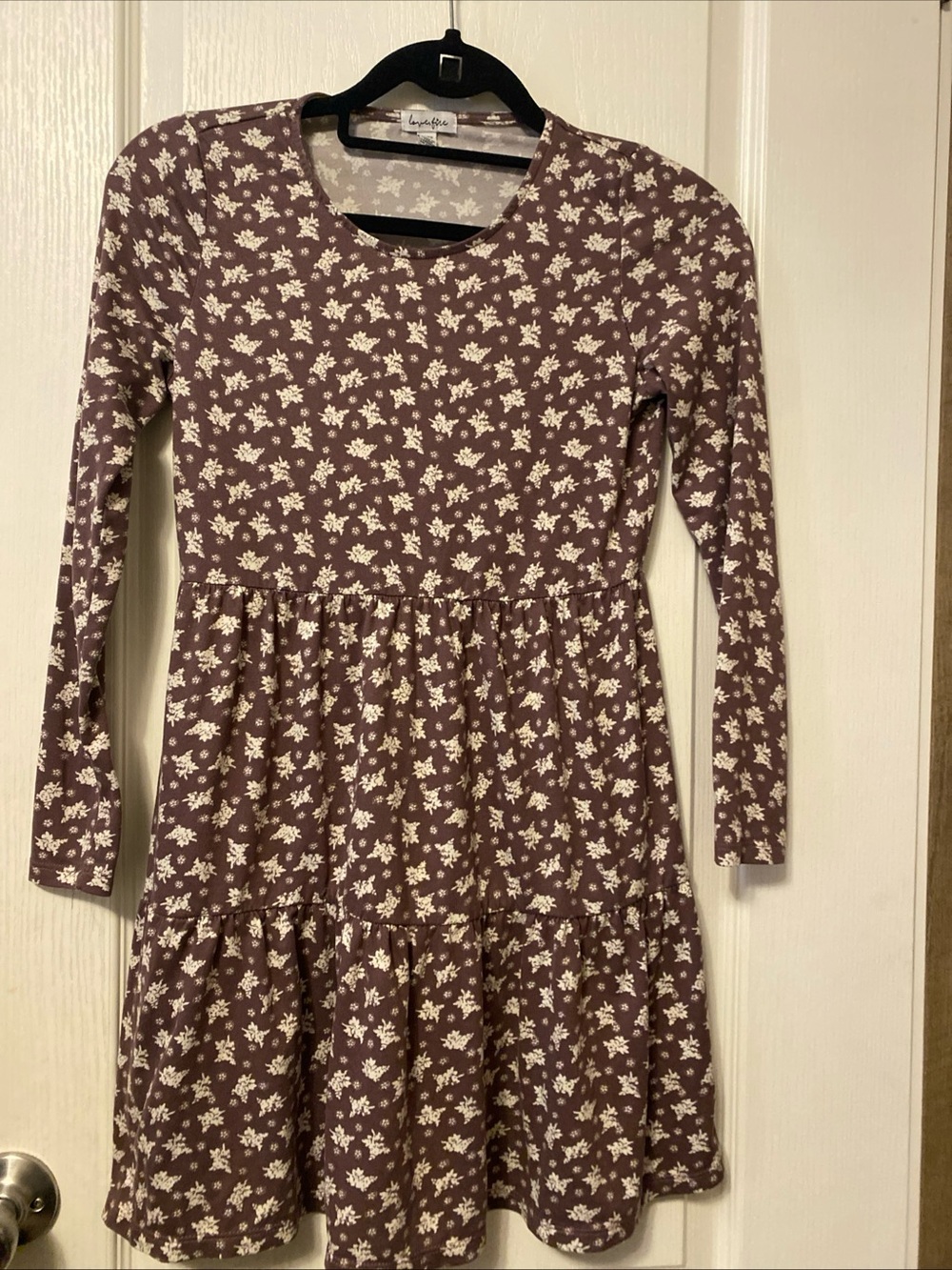 love, Fire Mauve Floral Long-Sleeve Tiered Dress for Girls